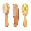 SINGERTOP Baby Soft and Fluffy Baby Baby Brush for Babies and Wooden Baby Gift Brush, Hairbrush, Seniors, Comb, Handle, 3-Piece Set,