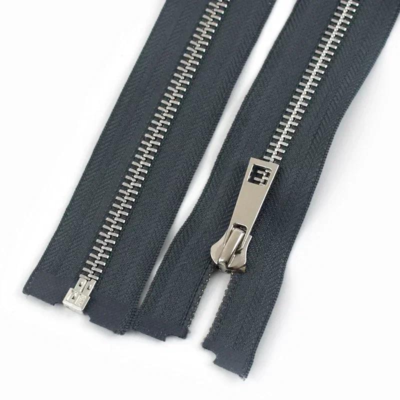 2Pcs 5# Sewing Metal Zippers 40/50/60/70/80cm Open-End Zipper Jacket Coat Auto Lock Zip Repair Kit DIY Bag Garment Accessories