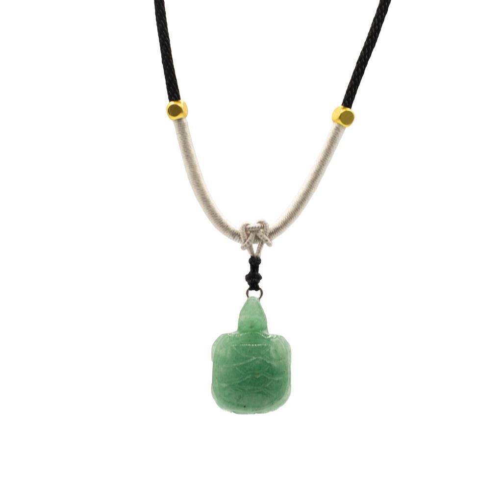 Cord Necklace Gemstone Pendant – Jade Turtle
