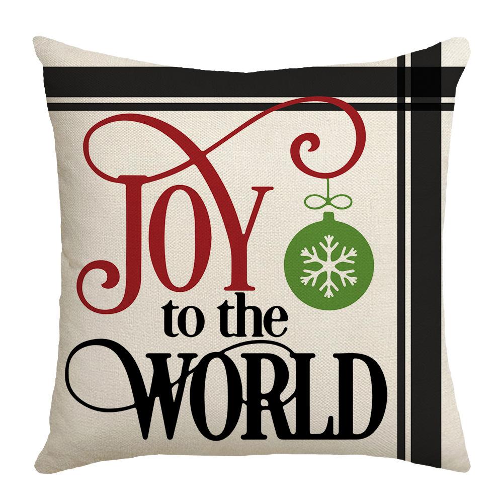 New Christmas Black and White Plaid Letter Print Linen Pillow Home Cushion Pillow Case
