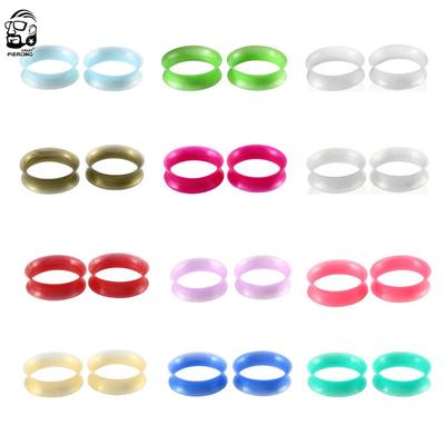 2PCS Silicone Ear Plugs and Tunnels Flexible Double Flared Ear Dilations Earlets Piercing Ear Gauge Expander Stretchers 6-25mm