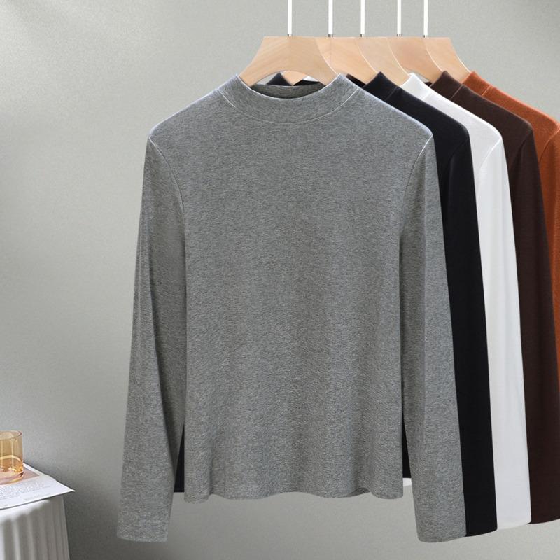 

Женский трикотажный свитер с высоким воротником, базовый, новый дизайн для начала осени, внутренний топ с длинным рукавом, облегающий свитер XXXL