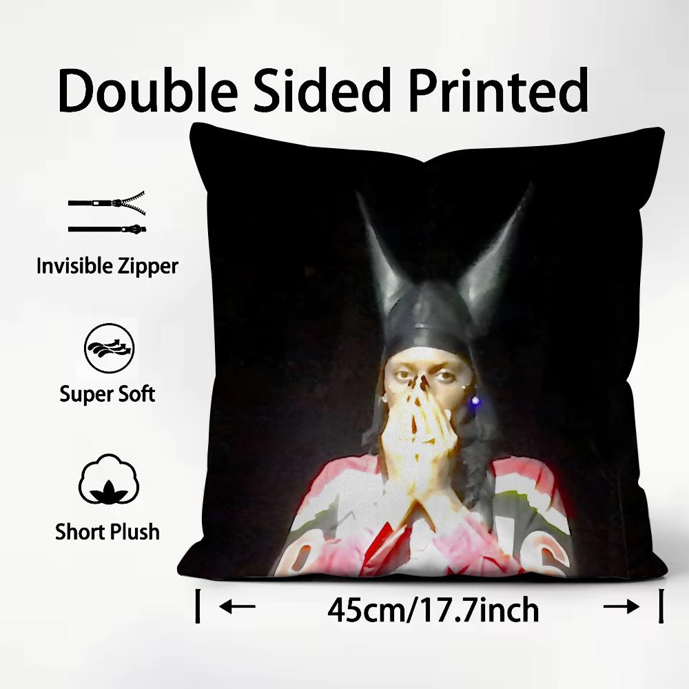PPlayboi CartiI Rapper Cushion Cover Plush Fabric Soft DoubleSided Printed Sofa Warm Winter Home Child Gift Pillow Case
