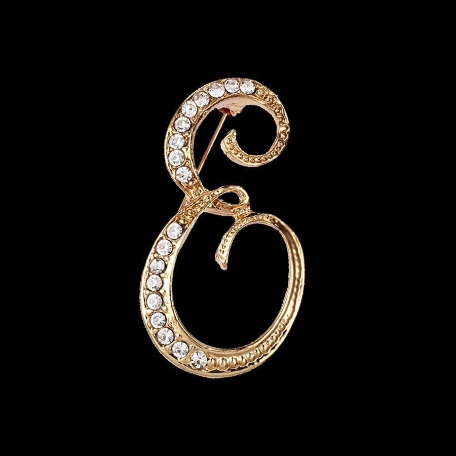 

Значок-брошь в виде модной буквы: Креативный значок на пиджак для мужчин и женщин E золотой