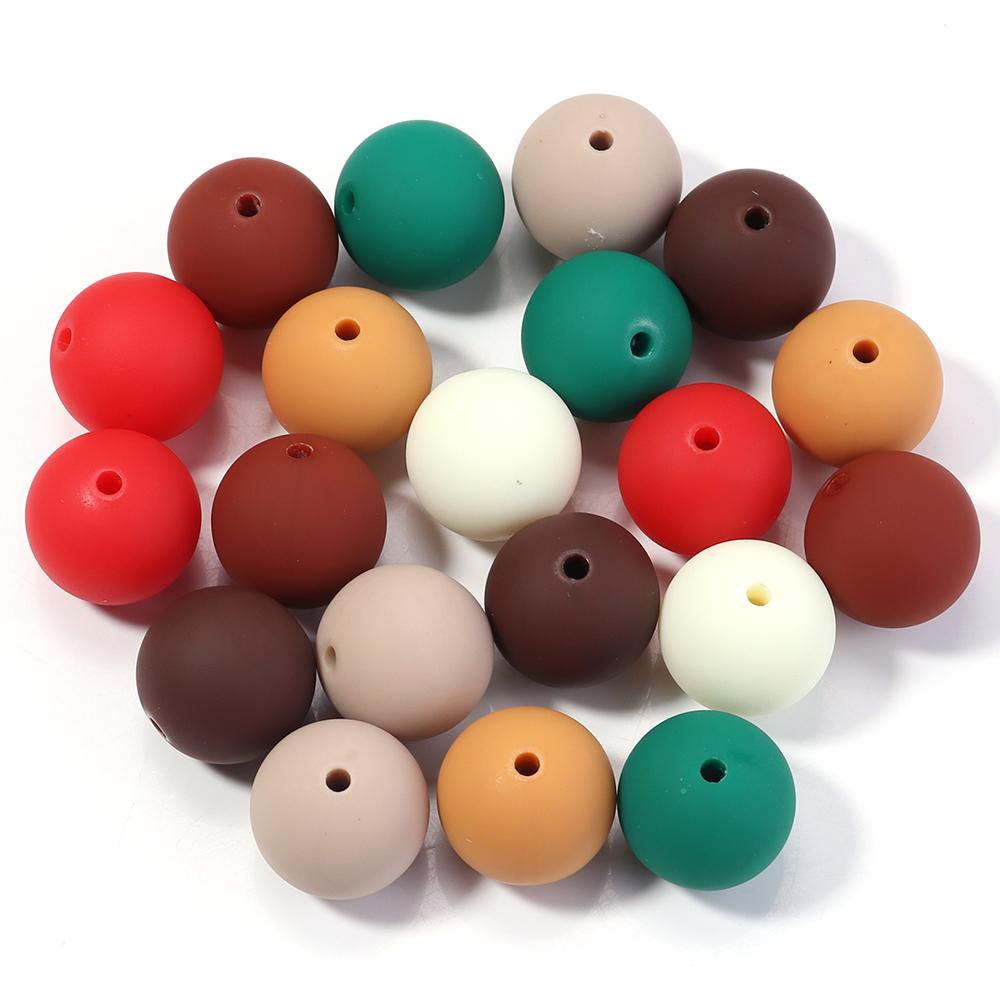 20-100pcs Acrylic Rubber Beads 6/8/10/12/14/16mm Christmas Color Round Loose Beads For Jewelry Making DIY Bracelets Necklace
