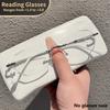 Unisex Hexagonal Frameless Reading Glasses with Golden Accents for Books Phones Computers Daily Use