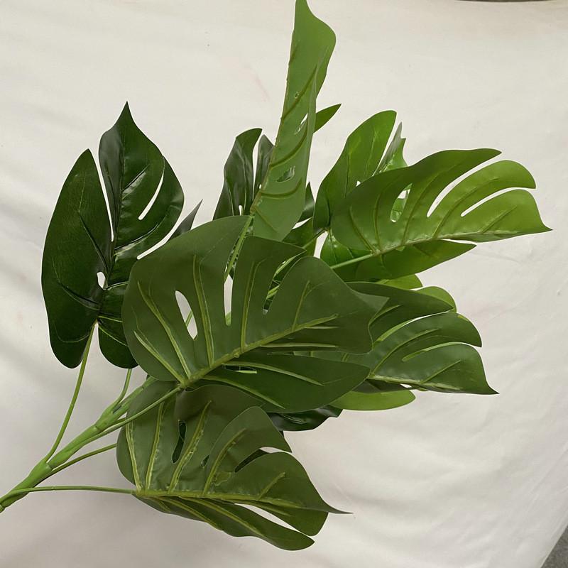 Silk Plants Artificial Multi Branch Red Palm Heart Ear Leaves Wedd Office Decor