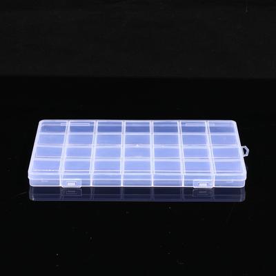 28-Slot Transparent PP Plastic Storage Box for Jewelry & Small Items
