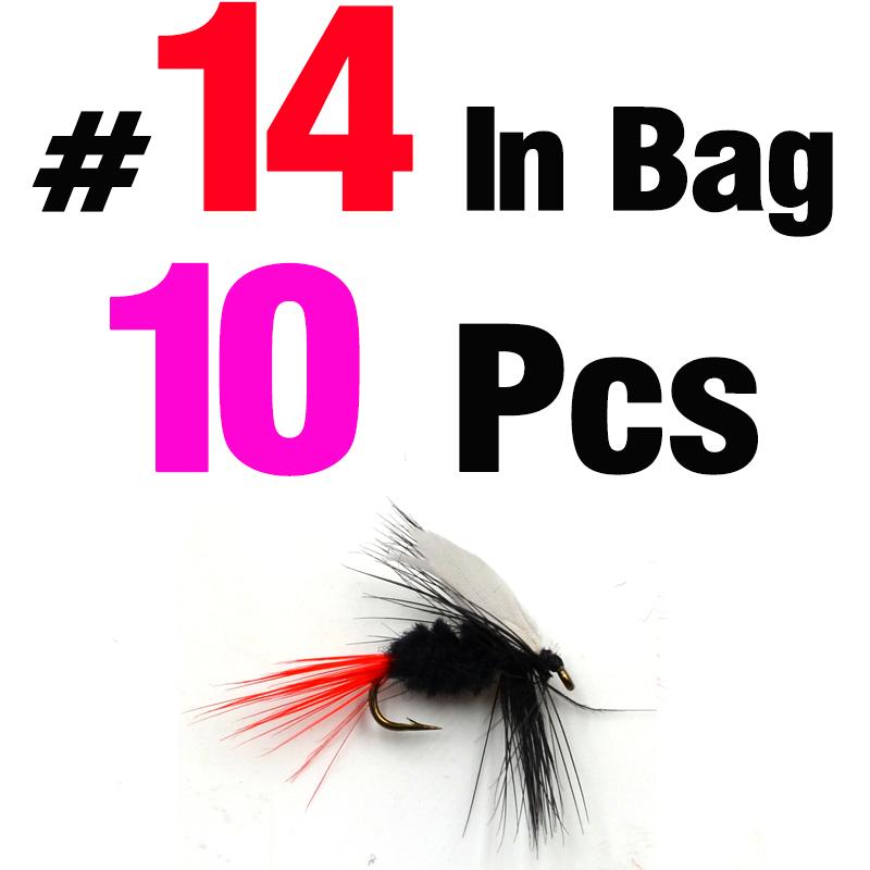 MNFT 10Pcs Various Dry Fly Fishing Lure Trout Salmon Dry Flies Fish Hook Size #6 #10 #12 Nymph Mosquito Lures Fishing Tackle