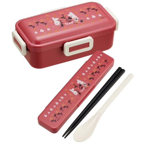 Skater Chopsticks and Spoon Set, Antibacterial, 18cm, Moomin, Mama's Rose, Made in Japan, CCS3SAAG-A