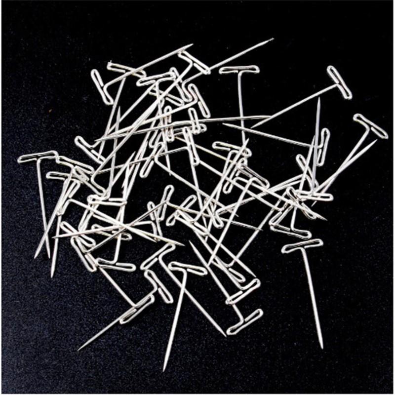 50/100Pcs 27/32/38/45/51MM T Pin Needles Wig Making T Pins for Blocking Knitting Assorted Sizes T-Pins Stainless Steel
