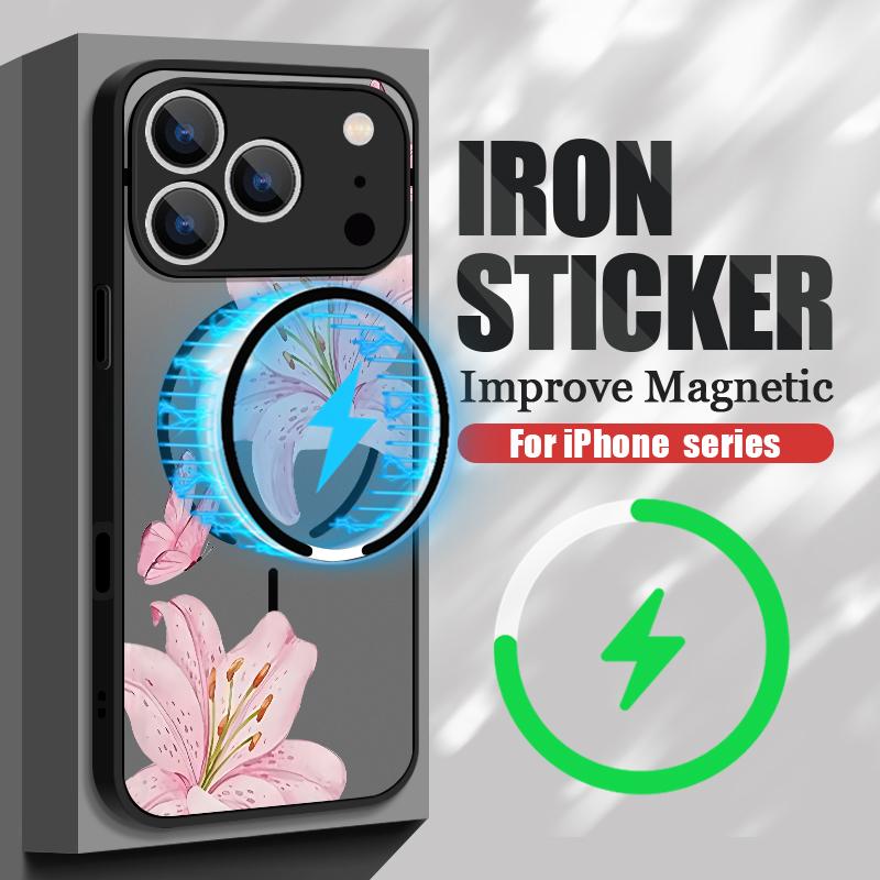 Floral Pattern Case For iPhone 17 Pro Max Case iPhone 16 Pro Max 15 14 13 16E 17E Magnetic For Magsafe Hybrid Matte Cover