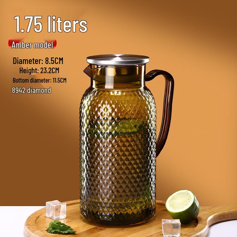 Commercial Cold Water Striped Acrylic Pitcher - Durable and Drop-Proof for Juice, Tea, Water, or Lemonade.