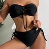 1011 European and American New Solid Color Tube Top Tight Backless Hot Girls Beach Sexy Split Swimsuit Women