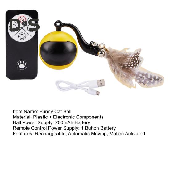 Interactive Cat Toy Rechargeable Automatic Cat Toy Ball with Remote Control Motion Activated Self Rolling Ball for Indoor Cat