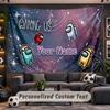 Wall Hanging Tapestry Custom NameAmong Us Pattern Personalized Printed Fabric Wall Decor