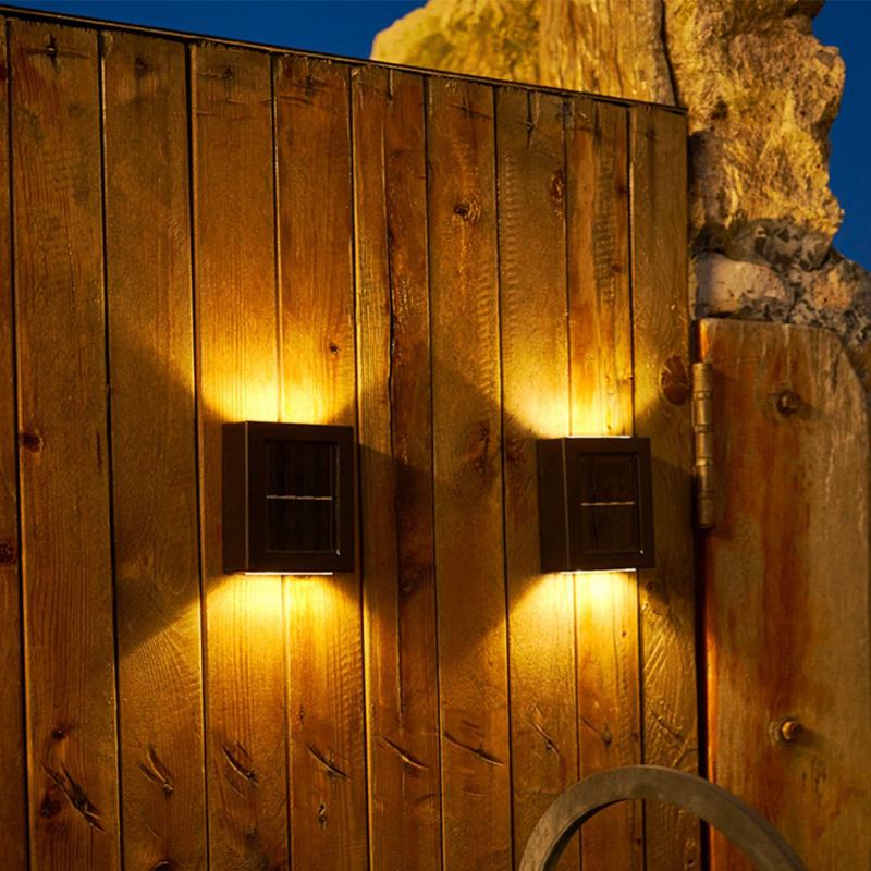 8PCS LED Solar Wall Lamp Outdoor Waterproof Up and Down Lighting Garden Decoration Solar Lights Stairs Fence Sunlight Lamp