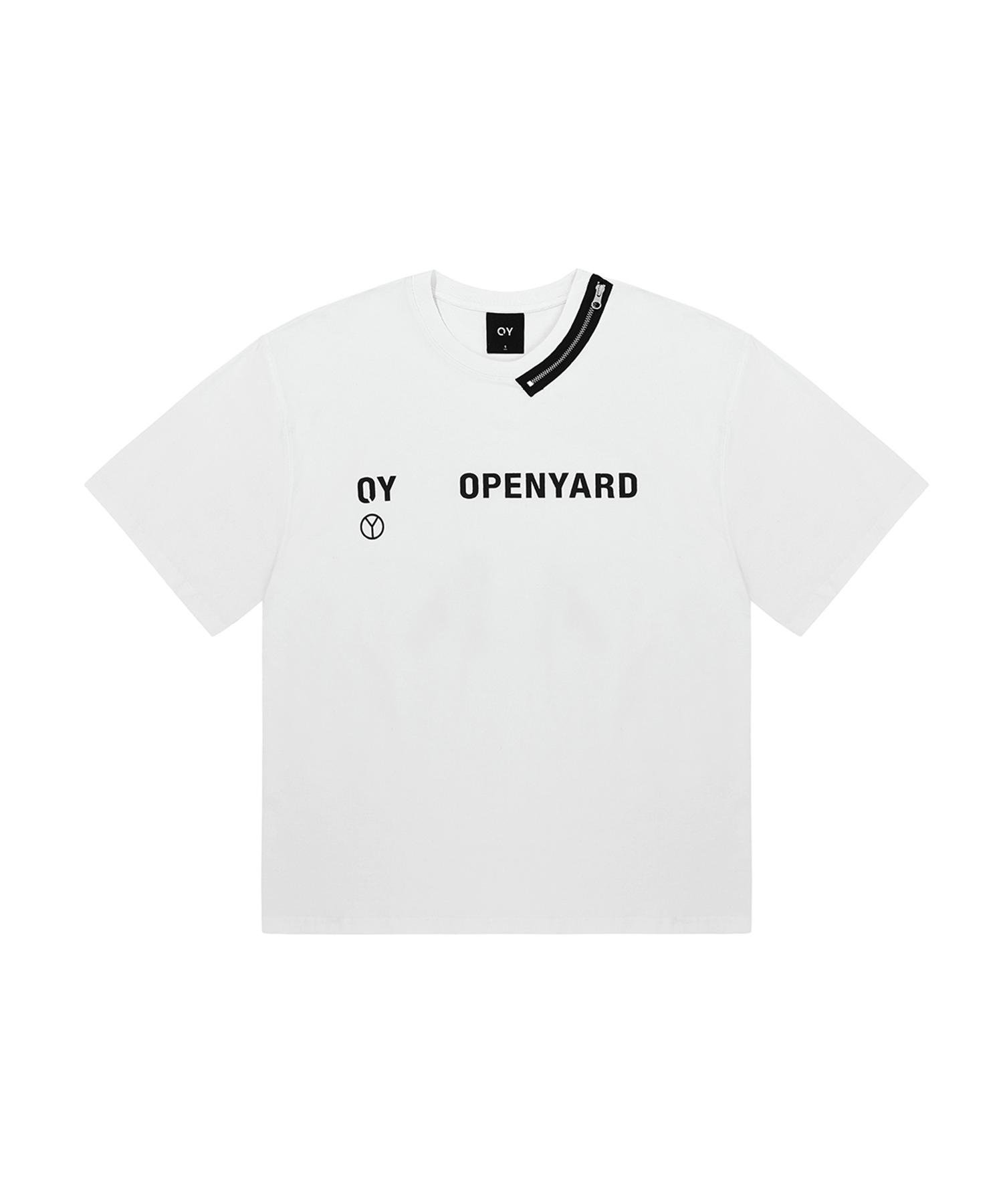 Oy Round Neck Zipper Logo T-White White/2 Size