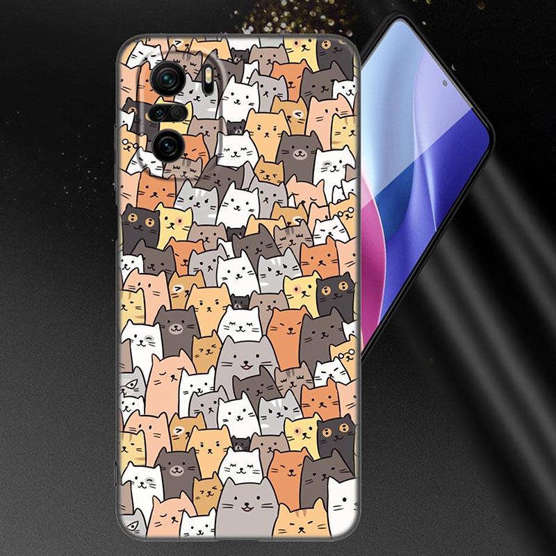 Funny Cartoon Cat Phone Case For Xiaomi Mi POCO X3 NFC GT M4 M3 12 11T 10T Pro A3 11 Lite NE 5G 12X 11i F3 Soft TPU Black Cover