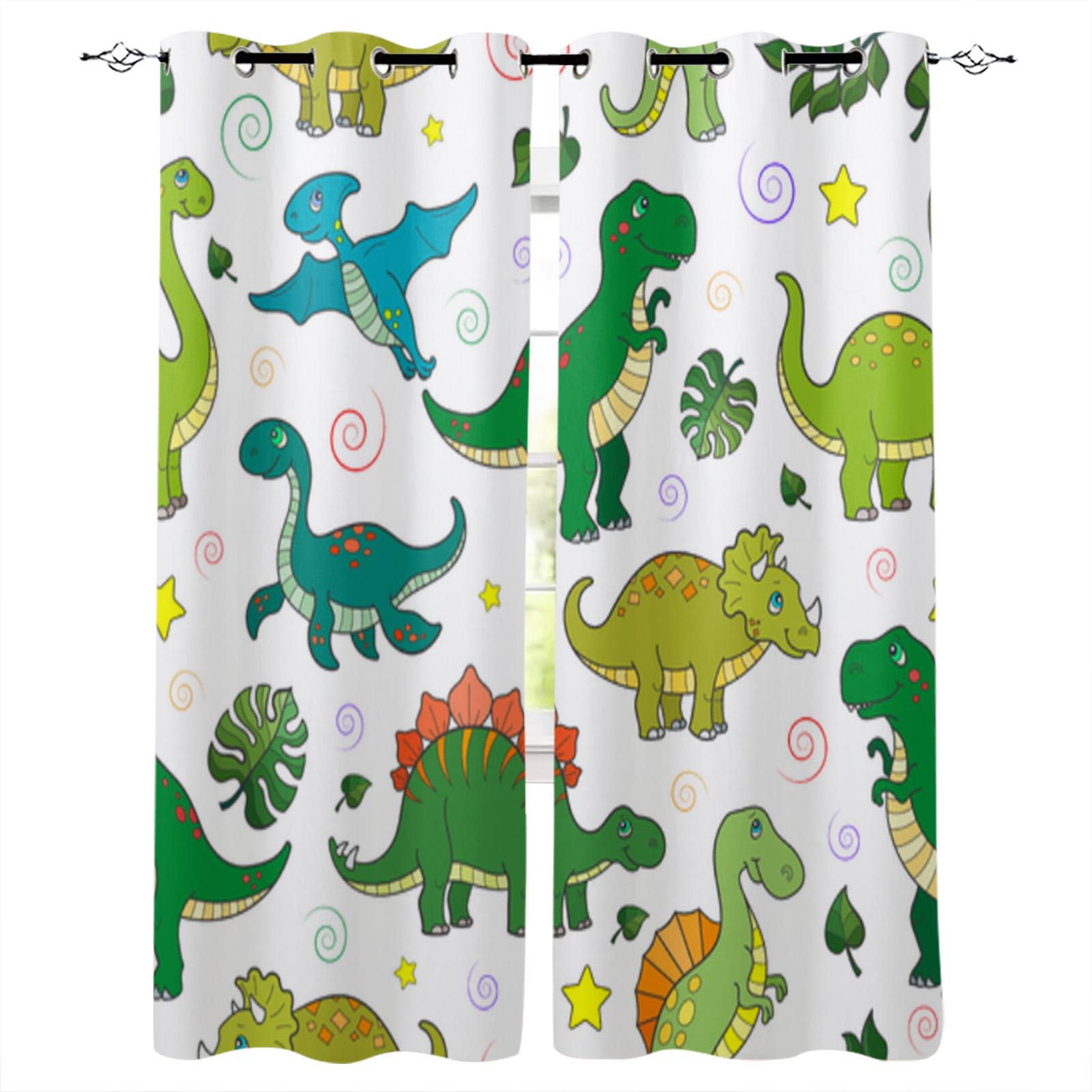 

Детские оконные шторы с рисунком динозавра Юрского периода, домашний декор, шторы для гостиной, шторы для спальни, кухонные дверные шторы 135W x 60H(cm)