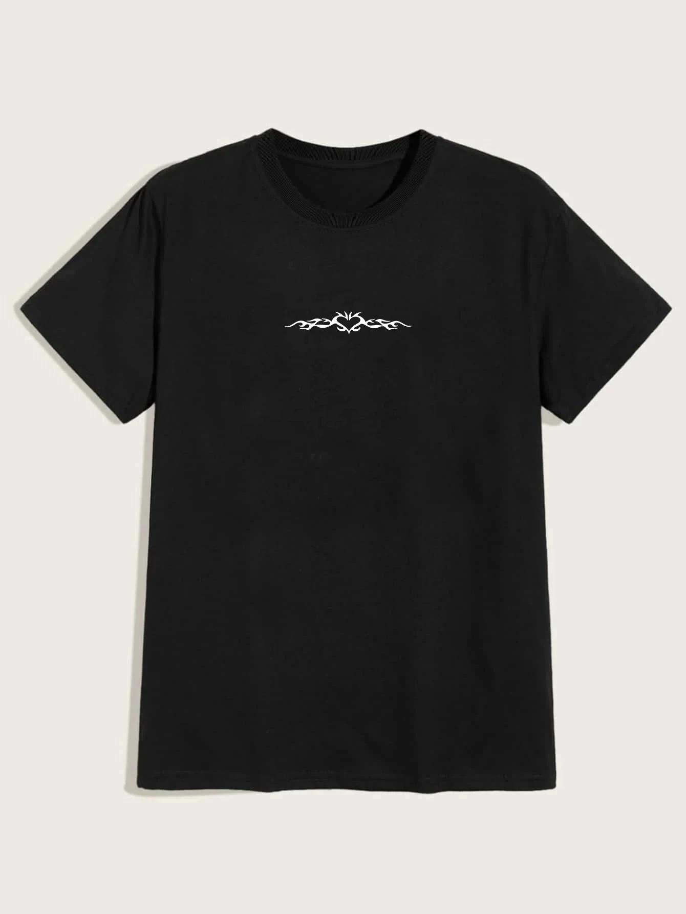 

Heart-Shaped Flame Print T-Shirt for Men s Casual Crew Neck Short-Sleeve Fashion Summer T-Shirts Tops, Regular and Oversize Tees XXXXXL чёрный