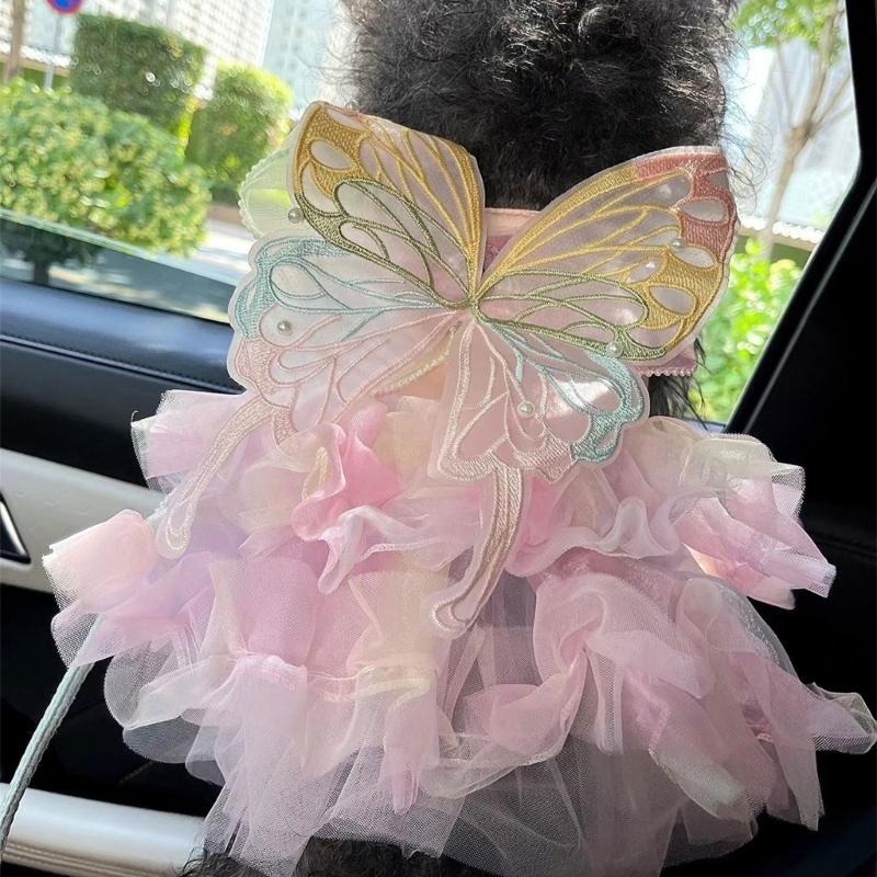 Pet Princess Gown for Cats and Small Dog Easy To Wear Butterfly Designs Cats Dress for Pet Birthdays and Photoshoots
