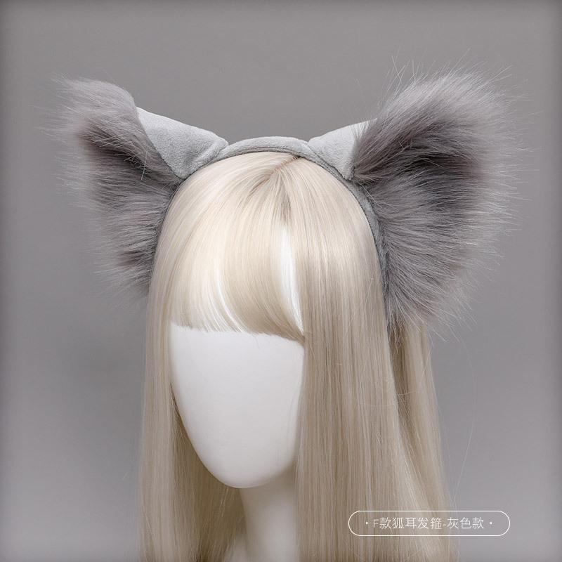 

A handmade plush lolita headgear hairpin wolf ear cat ear simulation animal ear fox ear headband One size fits all