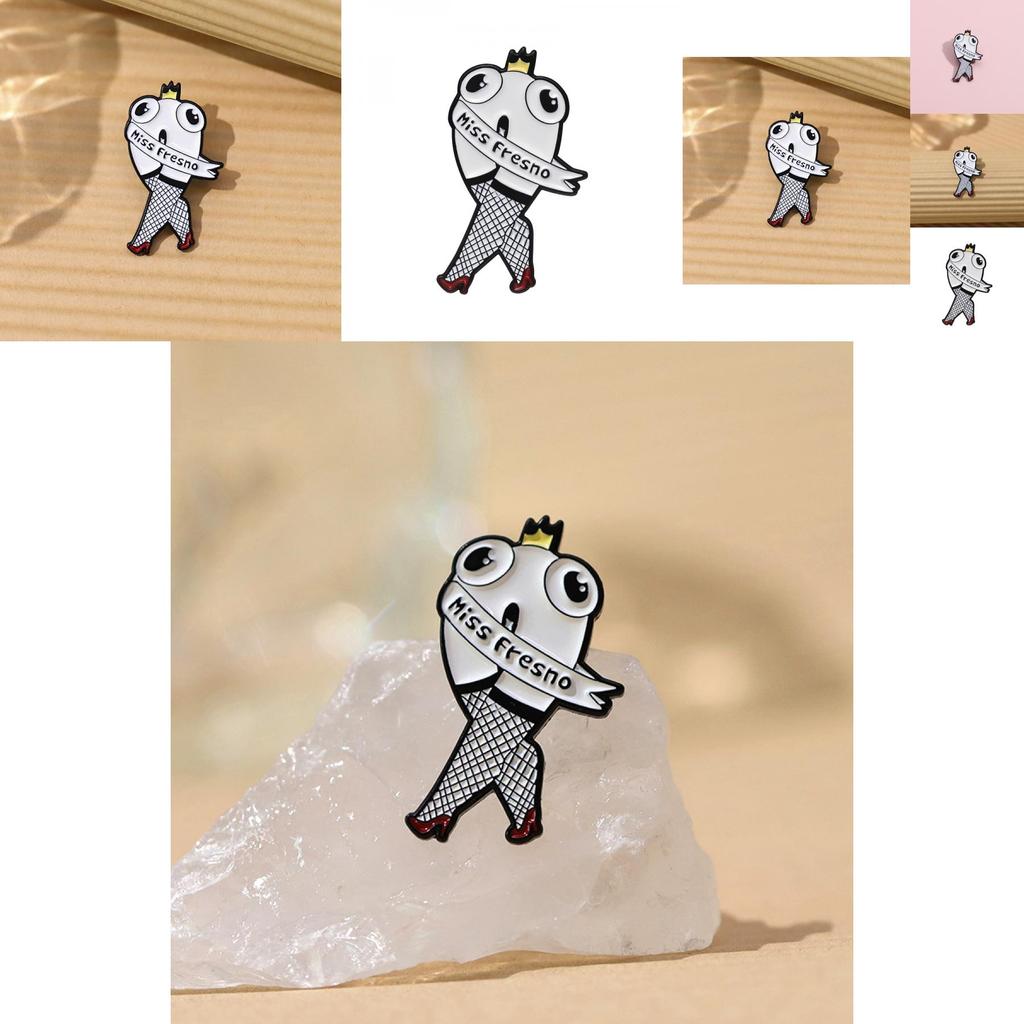 Creative Crowned Big Eye Long Leg Character Brooch Charming Metal Pin Accessory