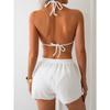 Costume da bagno Bikini da donna a tre pezzi Sexy con laccetto posteriore Monocolore Costumi da bagno
