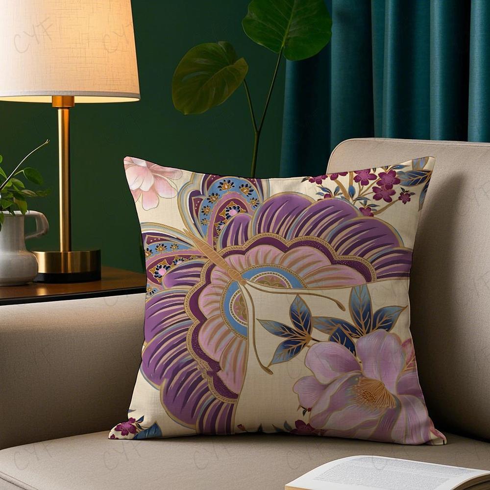 Indonesia B-Batik Design Pillow Case Anti-Dustmite Pillowcase Invisible Zipper Silky Short Plush Sofa Cushion Cover