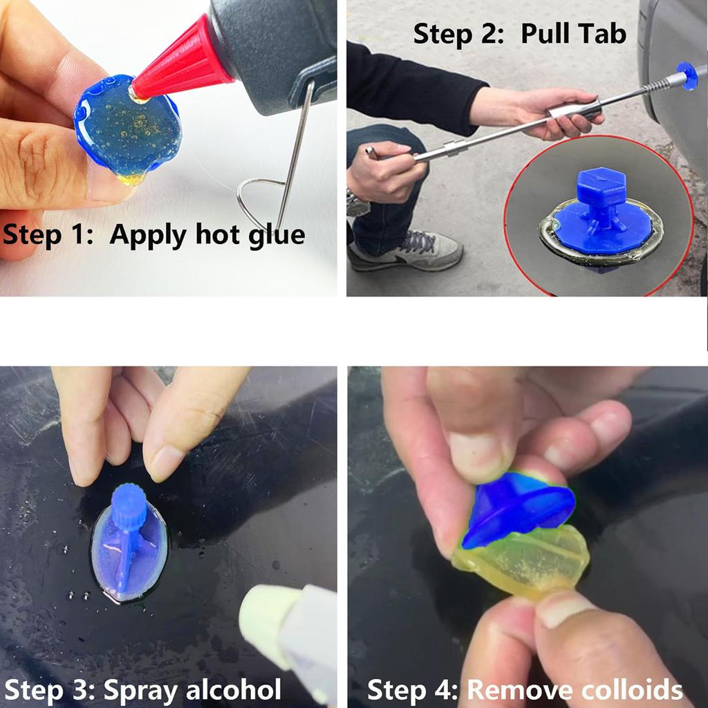 Automotive Paintless Dent Repair Tools Sheet Metal 2 In 1 T Bar Dent Puller Slide Body Suction Tabs Repair Hail Pit Removal Car