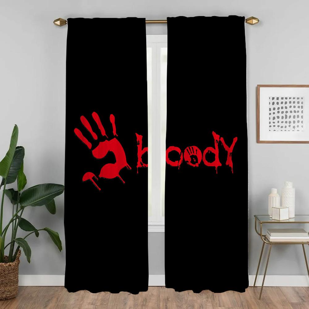 Blackout Curtain for Room 2 Panel Bloody Shades Anti-mosquito Curtains Tulle for Bedroom Partition Home Interior Curtains Living