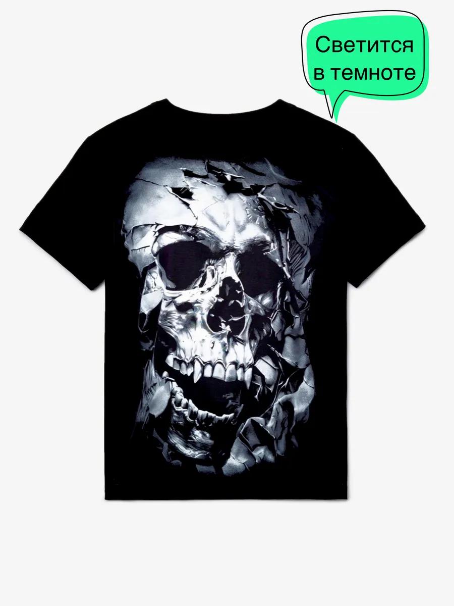 Black oversized T-shirt with perfect world print 4XL