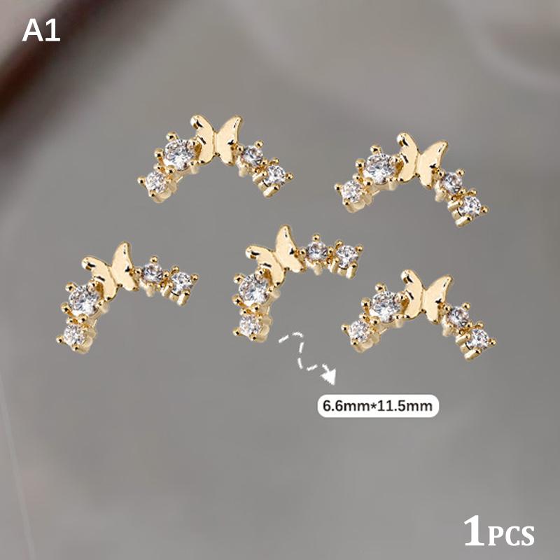 1Pcs Shiny Zircon 3D Butterfly Bow Nail Rhinestones Charm Diamond Crystal Alloy Pendant Luxury Nail Art Decorations Manicure Too