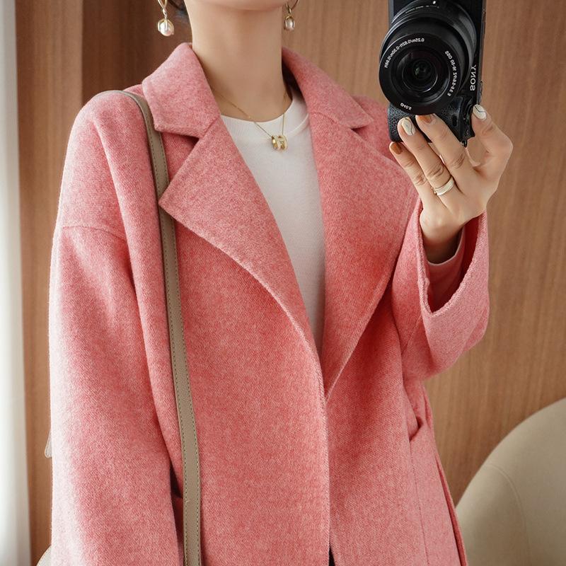 Autumn and winter new double-sided woolen cashmere coat women's medium and long fashion loose wool coat women's clothing