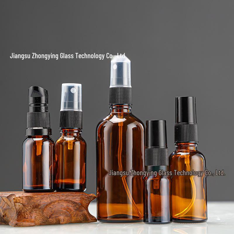 Amber Glass Essential Oil Spray Bottle, 5-100ml, Refillable for Cosmetic Serums.