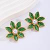 Retro Fashion Vintage Alloy Drip Oil Flower Earrings For Women
