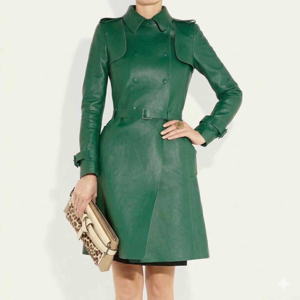Настоящее Повседневное Мягкое Платье Натуральная Кожа Ягненка Ручная Работа Зеленое Женское Стильное S зелёный