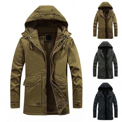Men's Winter Hooded Windproof Solid Long Sleeve Soft Coat  Jacket