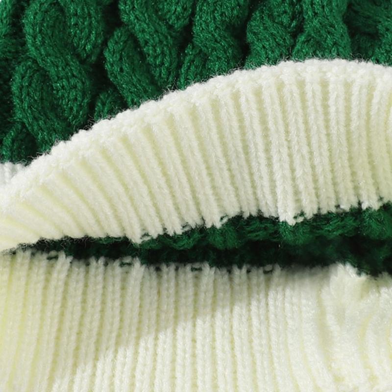 Bonnet de Noël mignon en laine pour l'automne et l'hiver, bonnet tricoté chaud avec protection des oreilles et pompon en laine, met en valeur le petit visage, ambiance festive, bonnet bandeau