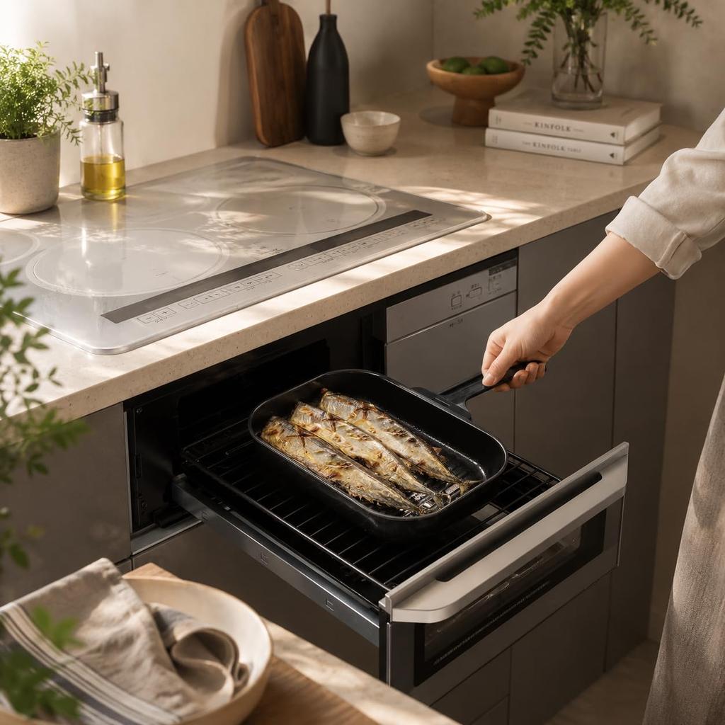 [Online Exclusive] Pearl Metal Grill Pan, Black, 25 x 17 cm, with Iron Lid and Handle, AZ-7049