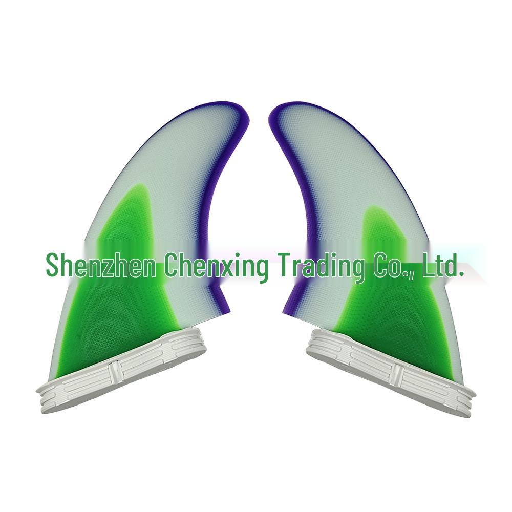 

Tricolor Fiberglass Double Tab 2-Fin Surfboard Tail Fin Set MR зелений