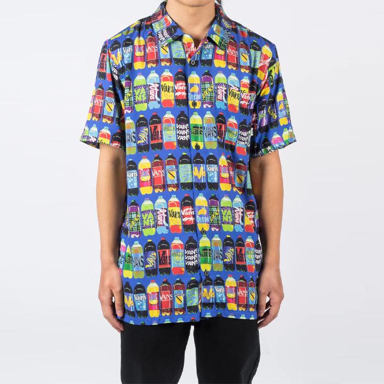 Vans X Fergus Purcell Soda Bottle Print Short Sleeve Shirt Men Tops Blue VN0A4RS1W02