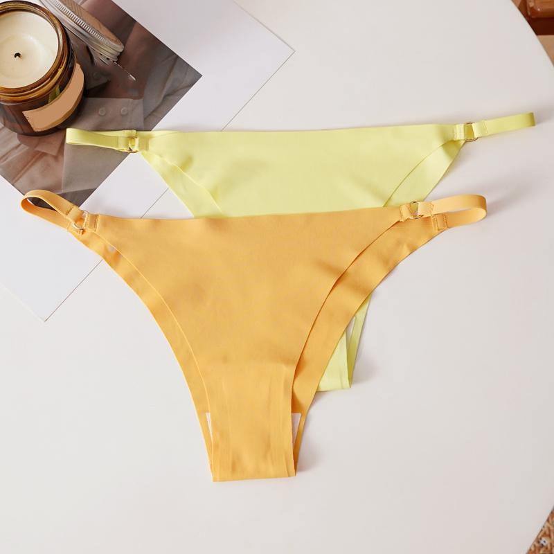 CINOON Seksowne Damskie Figi Stringi z Jedwabiu Lodowego Bezszwowe Jednokolorowe Niskie Majtki Styl Czystego Pożądania Niewidoczne Oddychające T-Back Majtki