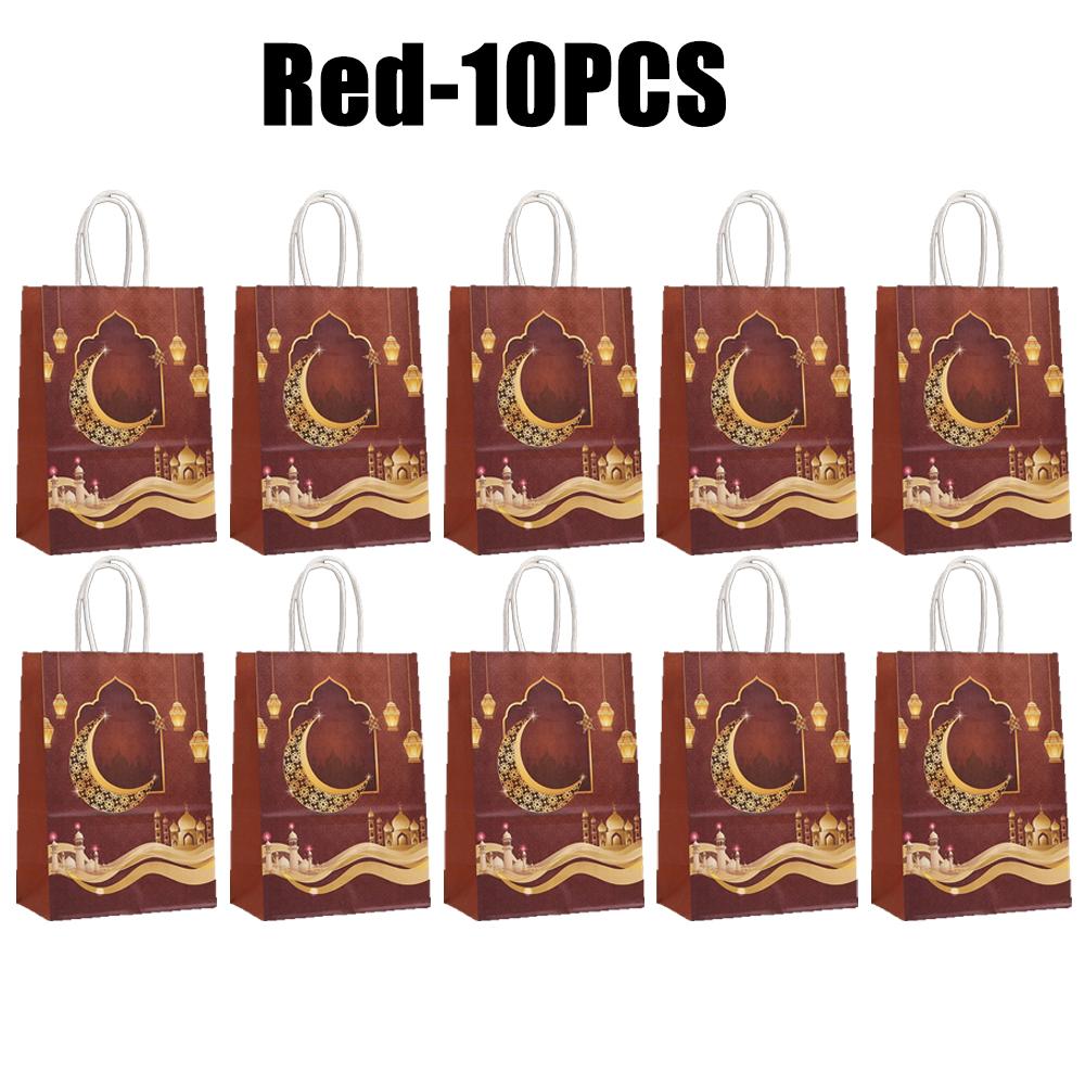 Ramadan Kraft Paper Gift Bags for Cookies Bulk Eid Mubarak Party Decor Islamic Favor Bags with Karim Design Festival Supplies