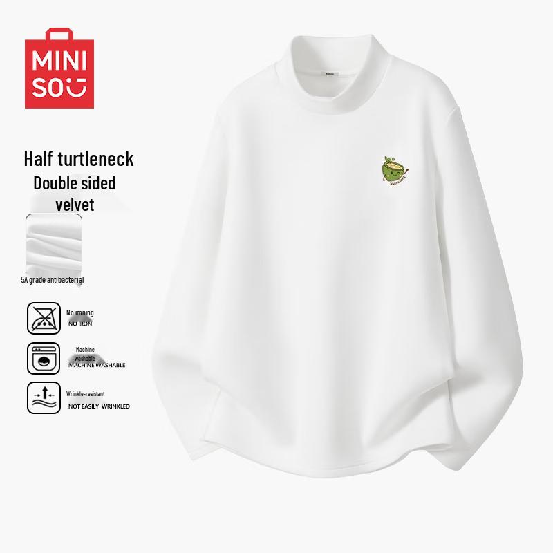 MINISO Men s Fleece-Lined Thermal Mock Neck Long Sleeve Tee 2XL