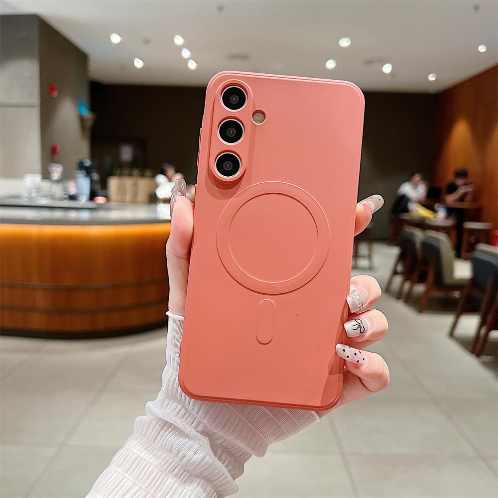 Fashion Colorful Silicone Magnetic Phone Case for Samsung Galaxy A57 A37 A27 A17 A07 A56 A16 A36 A26 A55 A35 A15 Wireless Charge Camera Protect Cover