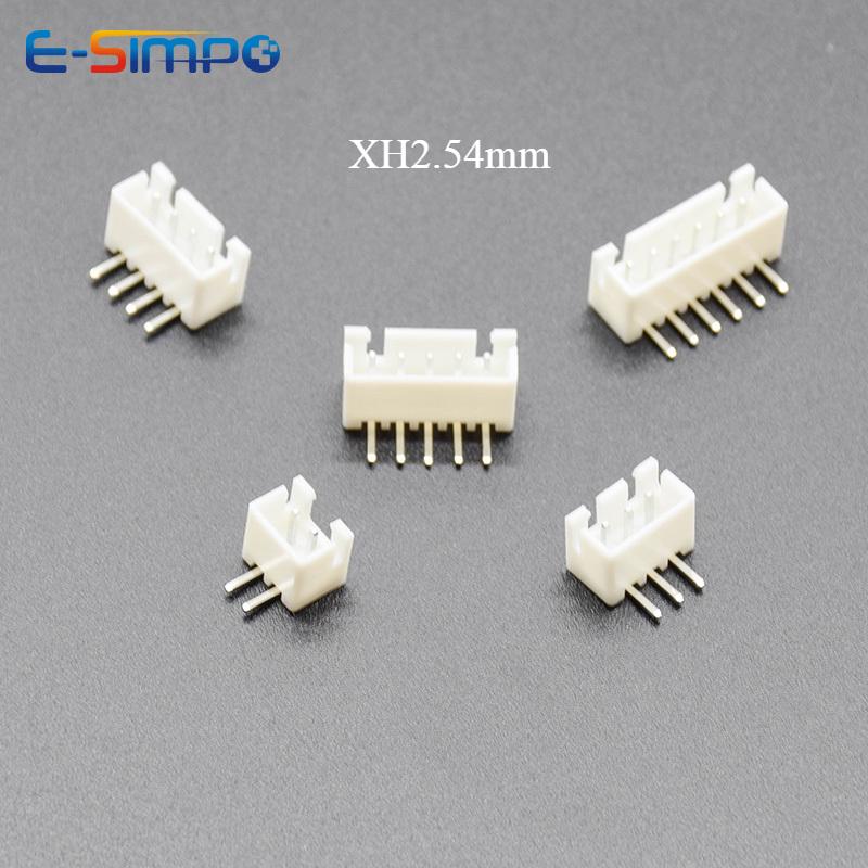 50PCS XH2.54 Right Angle Pin Header Connector 2P 3P 4P 5P 6P 7P 8P 9P 10P 12P 2.54mm Pitch XH for PCB JST 90D Bend RA Pin Wafer
