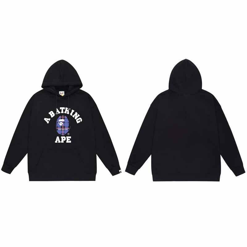 Mens Oversized Hooded Sweatshirt With Ape Head Print Heavyweight Cotton Long Sleeve Pullover Daily Wear