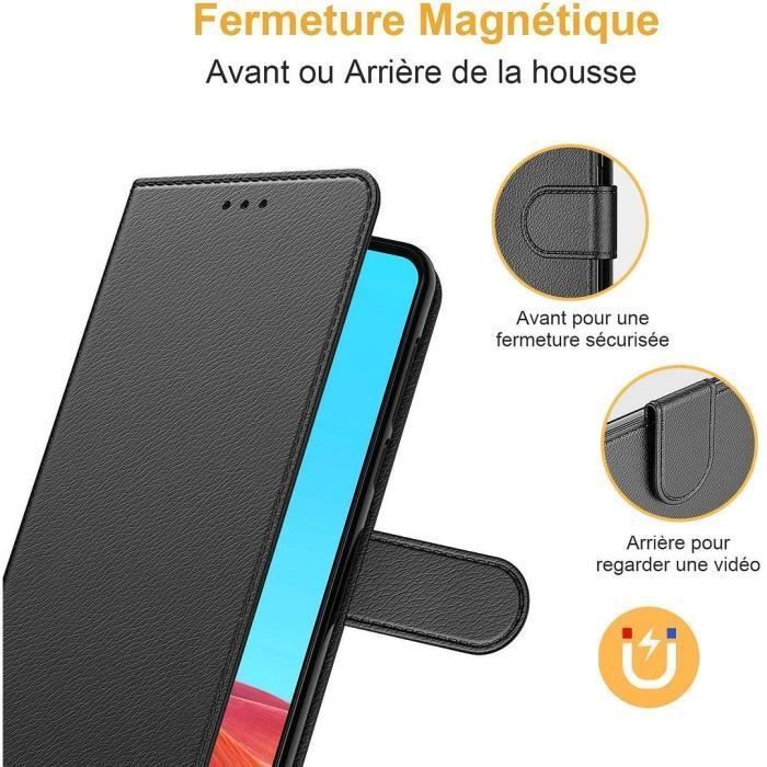 Coque Portefeuille - BOOLING - Samsung Galaxy S22 - Noir - Semi-rigide - Effet cuir - 6,2 pouce